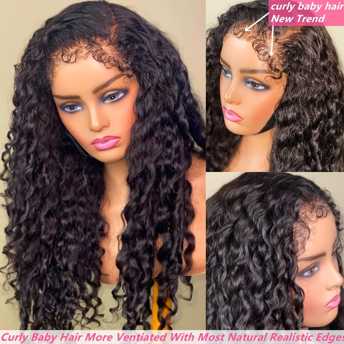 BRYELLE Deep Wave 4C Edges Frontal Wig 13x4 Lace Front Human Hair Wigs Deep Curly Wig Human Hair  Brazilian