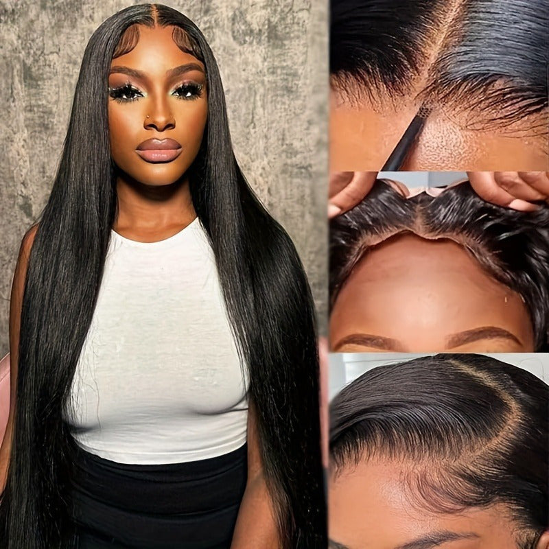 Ready To Wear Glueless Wig Human Hair Preplucked Straight Human Hair Wigs 4x4 Lace Closure Pre Cut 4x4 Lace Front Wigs