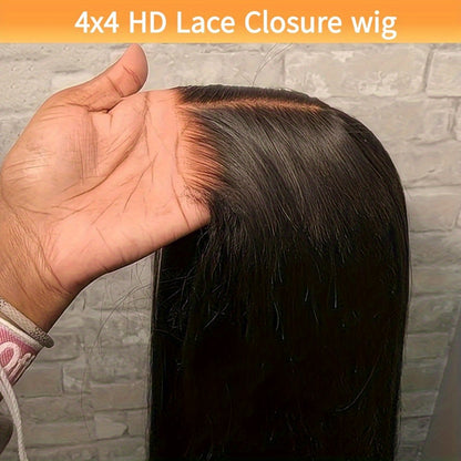 Ready To Wear Glueless Wig Human Hair Preplucked Straight Human Hair Wigs 4x4 Lace Closure Pre Cut 4x4 Lace Front Wigs