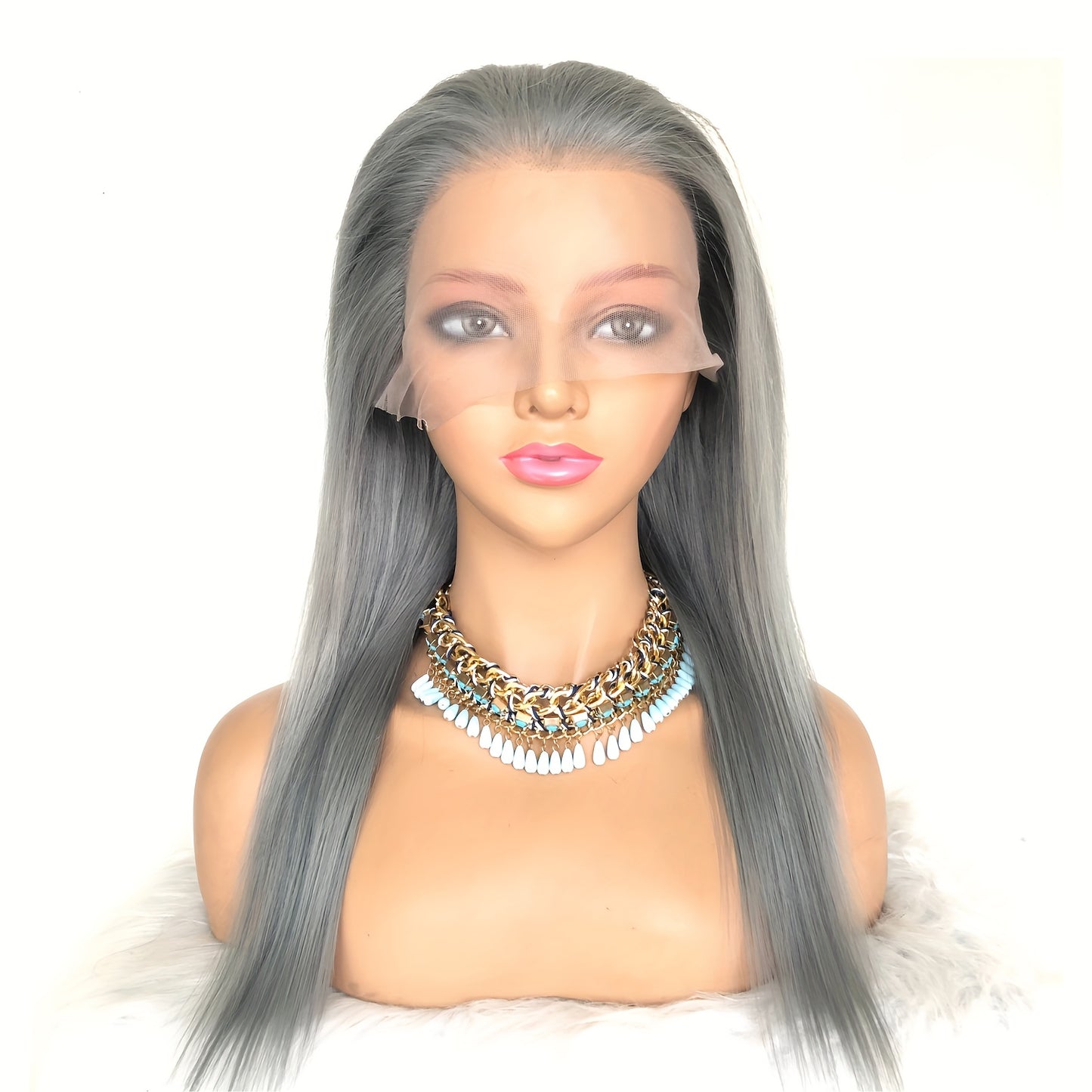 Chic Silvery Grey 13x4 Lace Front Wig for Women - Pre-Plucked Brazilian Human Hair, Easy to Apply with 150% Density