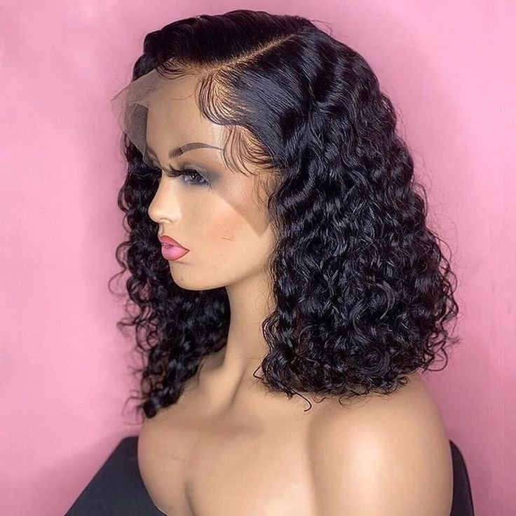 Glueless Deep Curly Frontal Wig For Women Water Wave Brazilian Short Bob Lace Closure Human Hair Wigs Pre Pluck With Baby Hair