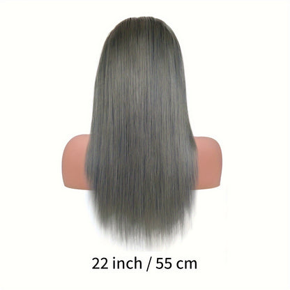 Chic Silvery Grey 13x4 Lace Front Wig for Women - Pre-Plucked Brazilian Human Hair, Easy to Apply with 150% Density