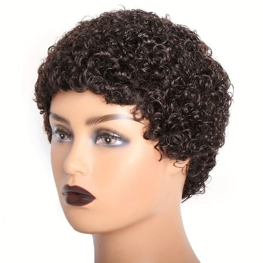 Short Kinky Curly Wigs Human Hair Pixie Cut Brazilian Human Hair