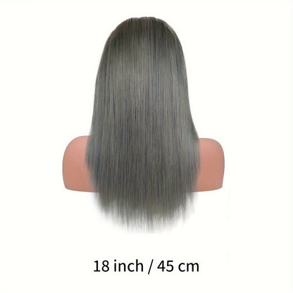 Chic Silvery Grey 13x4 Lace Front Wig for Women - Pre-Plucked Brazilian Human Hair, Easy to Apply with 150% Density