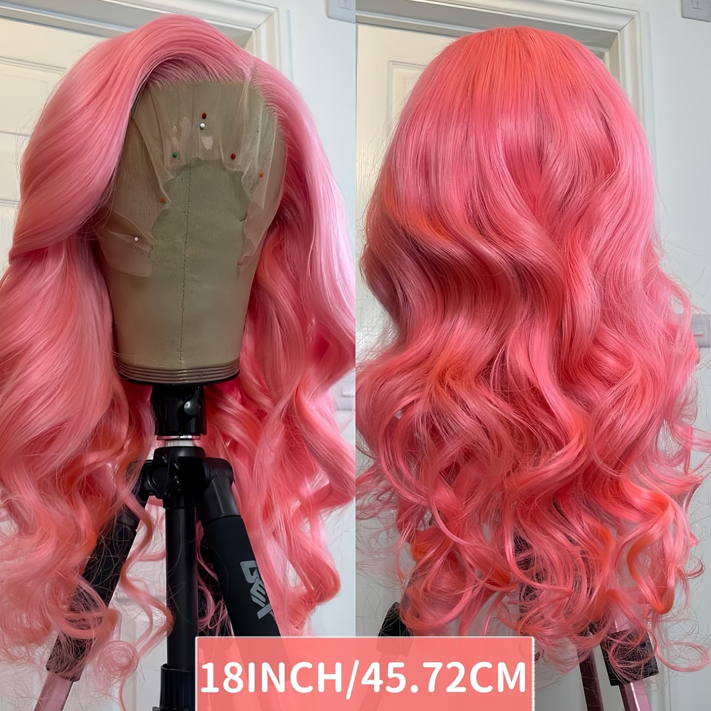 Hot Pink 13x4 HD Transparent Lace Front Human Hair Wigs Candy Pink Color Body Wave Wig Human Hair Pre Plucked With Baby Hair Brazilian Virgin Human Hair Wigs For Women Christmas Party Use