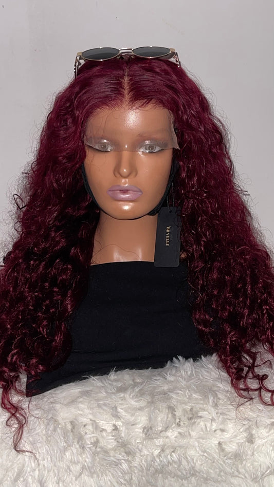 Glamorous BRYELLE 30" Deep Curly Burgundy Lace Front Wig - 200% Density, 13x4 HD Lace, Real Human Hair, Versatile & Natural Look for All Women