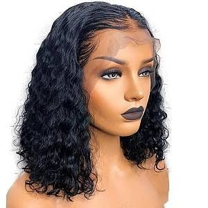 Brazilian Short Bob Deep Wave Curly Human Lace Frontal Wig HD Transparent Glueless