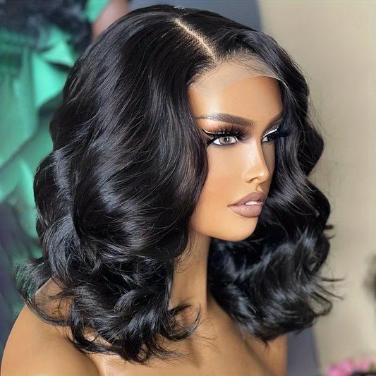 Short Bob 13x4 HD Lace Front Human Hair Wigs For Women Loose Body Wave Glueless Transparent Peruvian Remy Lace Frontal Wigs For Women Lace Closure Wig Pre Plucked