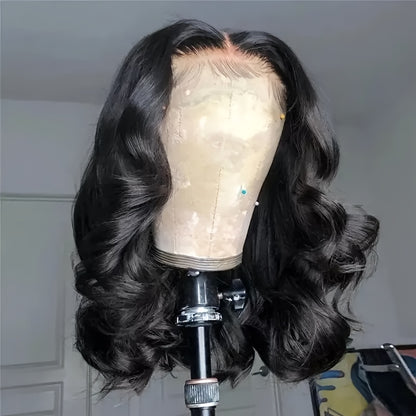 Short Bob 13x4 HD Lace Front Human Hair Wigs For Women Loose Body Wave Glueless Transparent Peruvian Remy Lace Frontal Wigs For Women Lace Closure Wig Pre Plucked