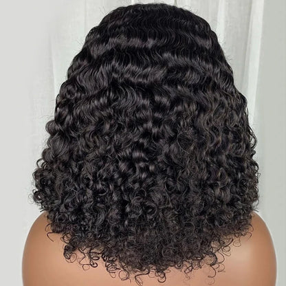 Glueless Loose Water Wave Mongolian 13X4 HD Transparent Lace Frontal Bob Short Deep Curly 4x4 Lace Closure 180% Human Hair Wigs