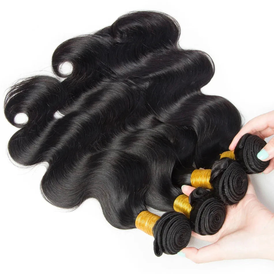 28 30 32 Inch Brazilian Body Wave Human Hair with 13x4 Frontal Wavy Bundles Remy Hair Body Wave  Weaves Deals and Frontal