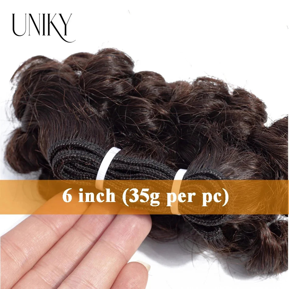 Peruvian Bouncy Curly Hair Bundles 3/6/9pcs 6inch Short Length Remy Human Hair Bundles 6PCS Can Make a Wig Double Drown Natural