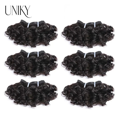 Peruvian Bouncy Curly Hair Bundles 3/6/9pcs 6inch Short Length Remy Human Hair Bundles 6PCS Can Make a Wig Double Drown Natural