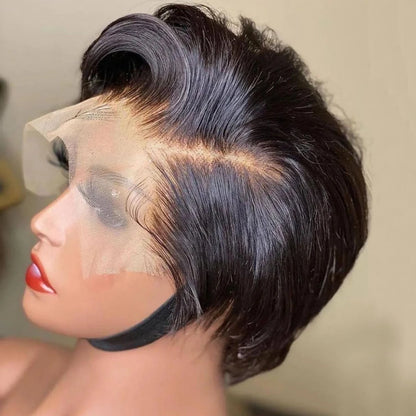 Straight Pixie Cut Wig Transparent Lace Human Hair Wigs Short Bob Wig T Part Lace Wig Preplucked