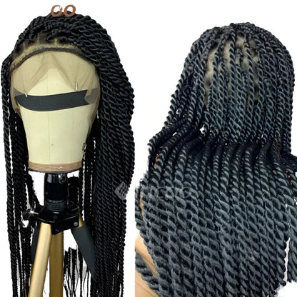 Full Hand Lace Senegalese Twist Braided Wigs For Black Women Synthetic Straight 26 36 Braiding Hair Daily Senegalese Braided Wig