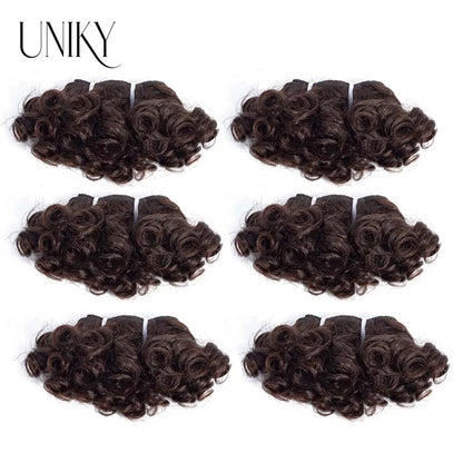 Peruvian Bouncy Curly Hair Bundles 3/6/9pcs 6inch Short Length Remy Human Hair Bundles 6PCS Can Make a Wig Double Drown Natural