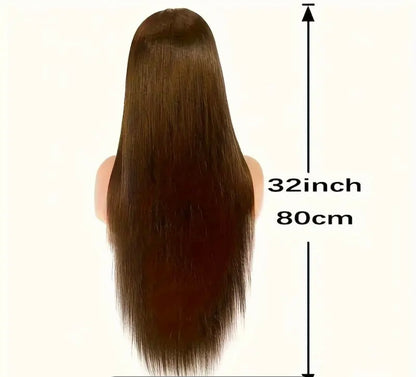 Chocolate Brown Straight Wig Pre Plucked Brazilian Virgin Hair 32 inch