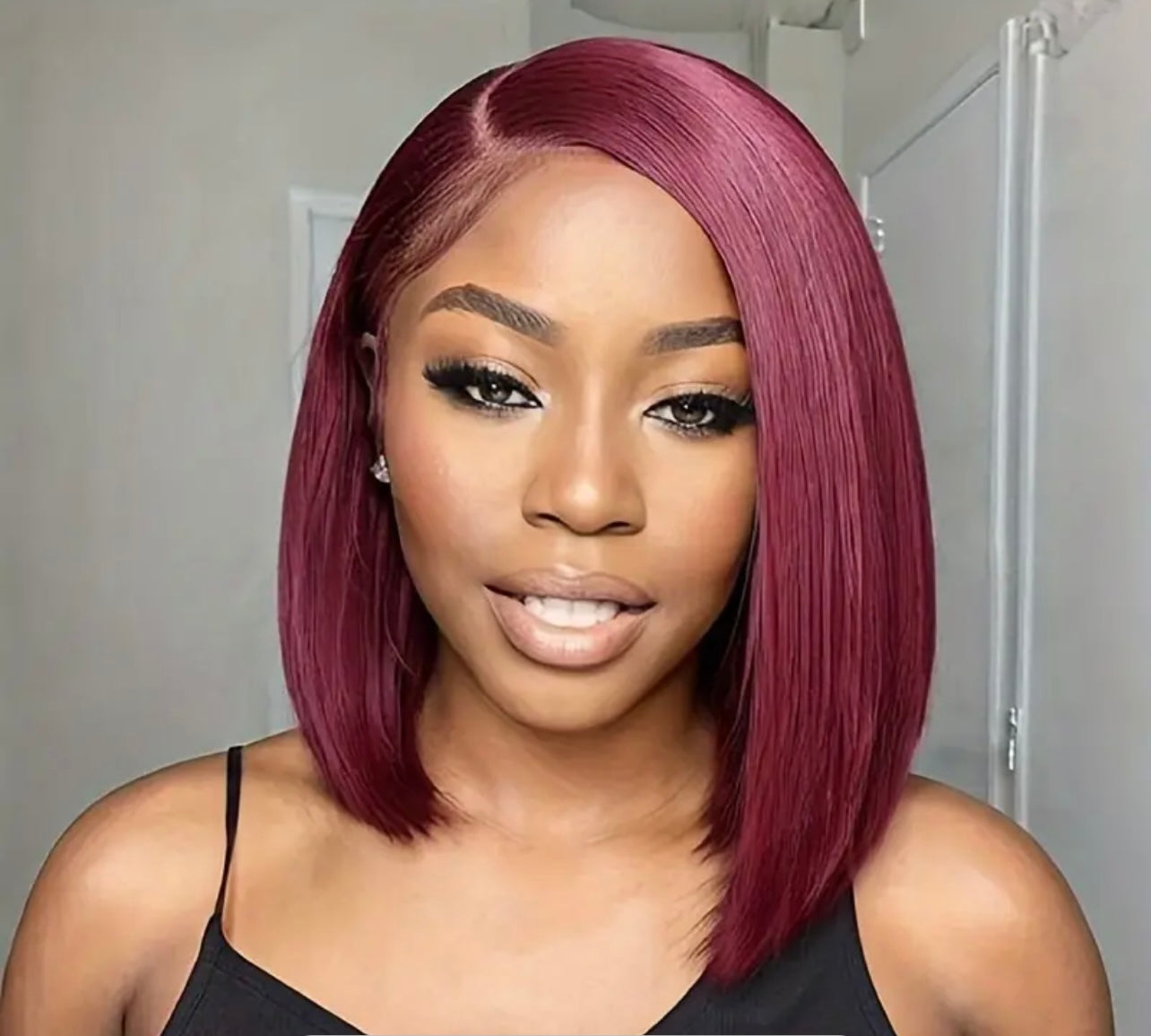 Human Hair Short Bob Wig 99J Burgundy 4x4 Closure Lace Front Human Hair Wig Pre Plucked Hairline Human Hair Wig 180% Density