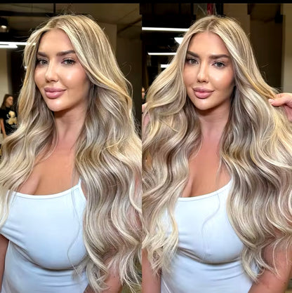 Highlight Ash Blonde Human Hair Lace Frontal Wig Body Wave 13x4 Transparent Lace Front Wig 613 Blonde Colored Human Hair Wigs