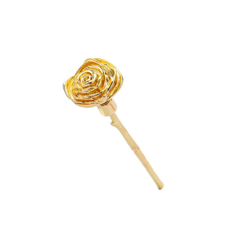 Uer 2019 New Gold Color Alloy Plant Rose Flowers Peculiar Single Drop Earrings Valentine's Day Fashion Jewelry ed01737c