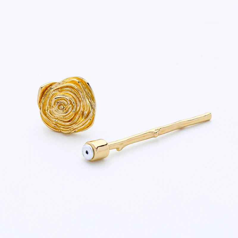 Uer 2019 New Gold Color Alloy Plant Rose Flowers Peculiar Single Drop Earrings Valentine's Day Fashion Jewelry ed01737c