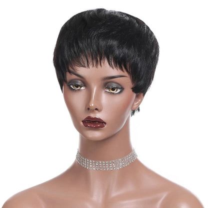 Short Bob Wig Straight Human Hair Wigs With Bangs Non Lace