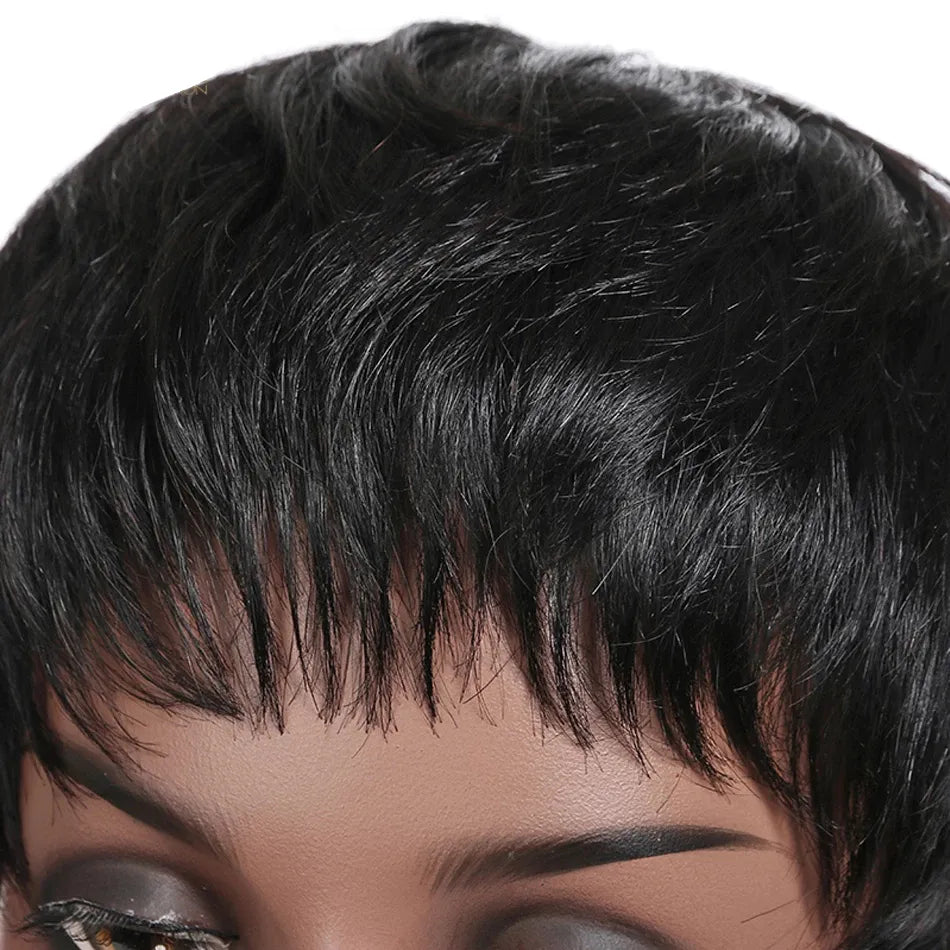 Short Bob Wig Straight Human Hair Wigs With Bangs Non Lace