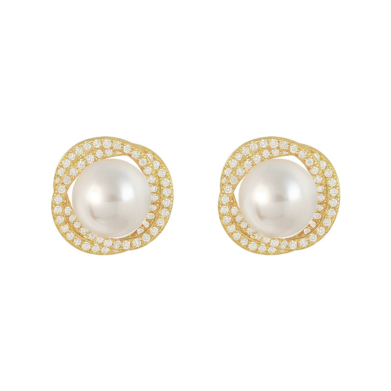 Golicc Spiral Women's Niche Style Fancy Pearl Stud Earrings