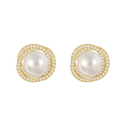 Golicc Spiral Women's Niche Style Fancy Pearl Stud Earrings