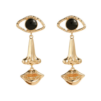 Halloween gothic Personalized Exaggerated Long Style Earrings For Women Vintage Nose Mouth Devil's Eye Fashion Trends Jewelry