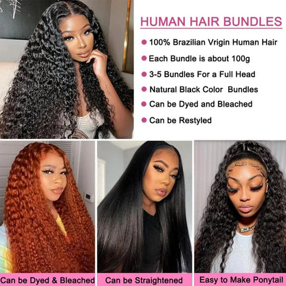 Peruvian 10A  Water Wave Bundles Unprocessed Curly Human Hair Bundles Weave Remy Water Wave Hair Extensions No Tangle 12-30