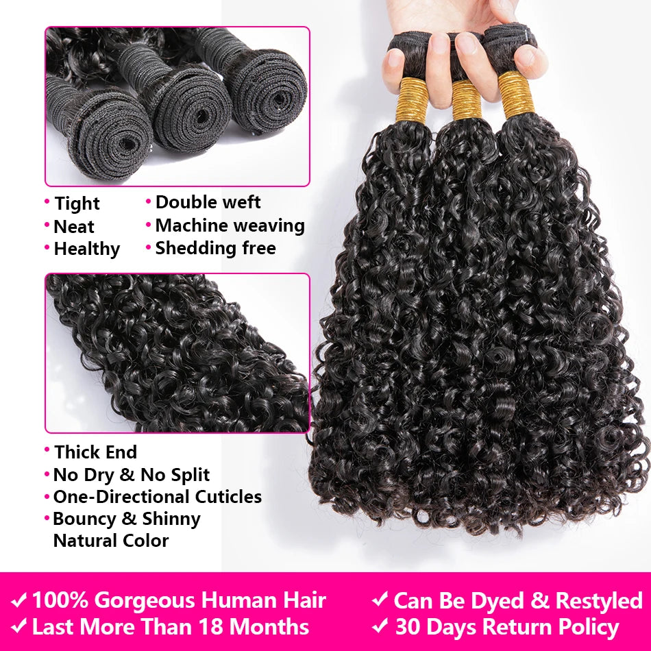 Spiral Curly 10A Human Hair Bundles Peruvian Hair Weave Bundles Remy Hair Extensiones Deep Curly 3B-3C Hair Bundles No Tangle