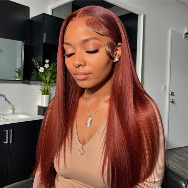 Reddish Brown Hd Lace Wig 13x6 Human Hair Pre Plucked 13x4 Straight Lace Front Human Hair Wig 4x4 Closure Frontal Wigs For Women