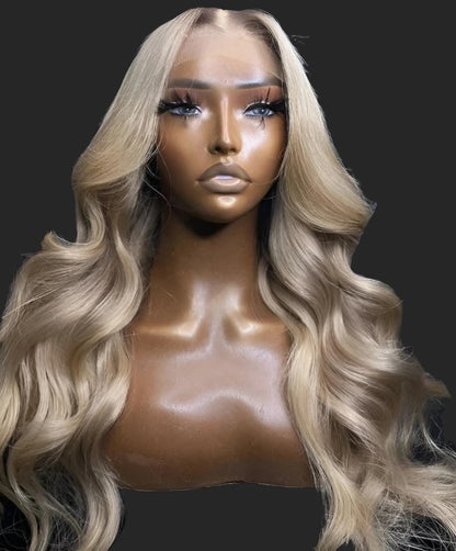 BRYELLE Blonde 13X6 Frontal Wig Pre Plucked 13X4 Transparent Lace Front Wig Barbie Ash Blonde Body Wave 5X5 Human Hair Wig for Women