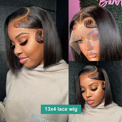 Ready To Wear Bob 220% Glueless Wig Human Hair  Lace Frontal  Pre Plucked