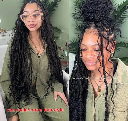 Butterfly Goddess Locs Braided Wigs Boho Box Braid Full Lace Front Wigs Pre Pluck Baby Hair Synthetic Blonde Twisted Braids Wig