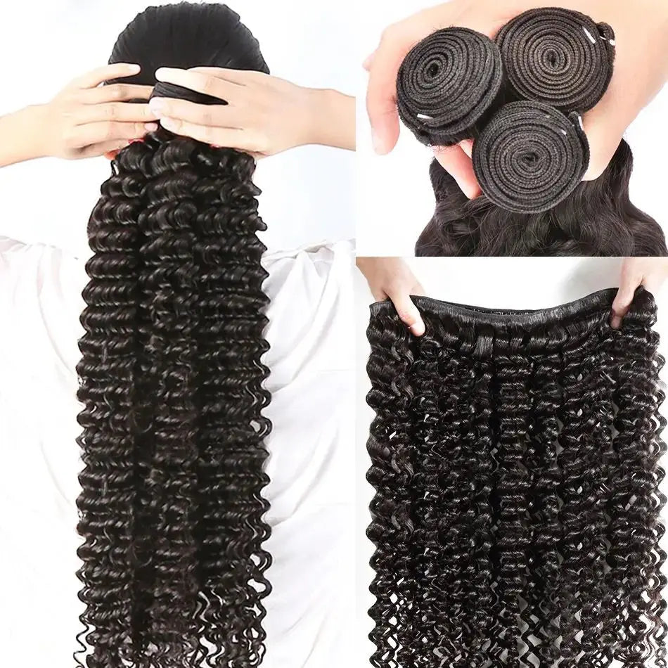 Burmese Curly Bundles 100% human hair Deep Wave  1/3/4pcs Double Drawn Hair Weaving for Sew In or Wig