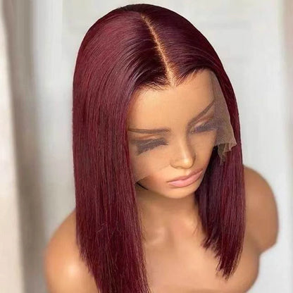 99J Bob Wig Burgundy Short Bob Wig 13X6X1 Lace Front Wigs For Women RebeccaQ Brazilian Human Hair Transparent Lace Front Wig