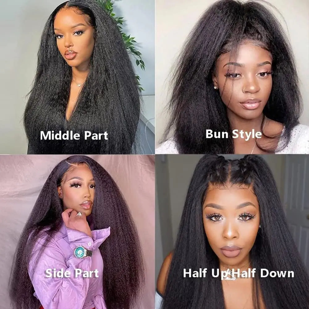 BRYELLE Kinky Straight Human hair Wig 13X4 Kinky Straight Wig Human Hair PrePlucked 180% Density Yaki Straight Human Hair Wig For Women