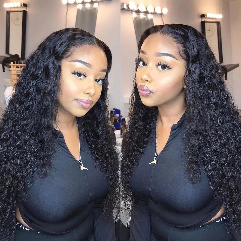 Peruvian Water Wave Bundles With Closure Curly 3 Curly Bundles With Closure Long Wet And Wavy Human Hair Bundles With Closure