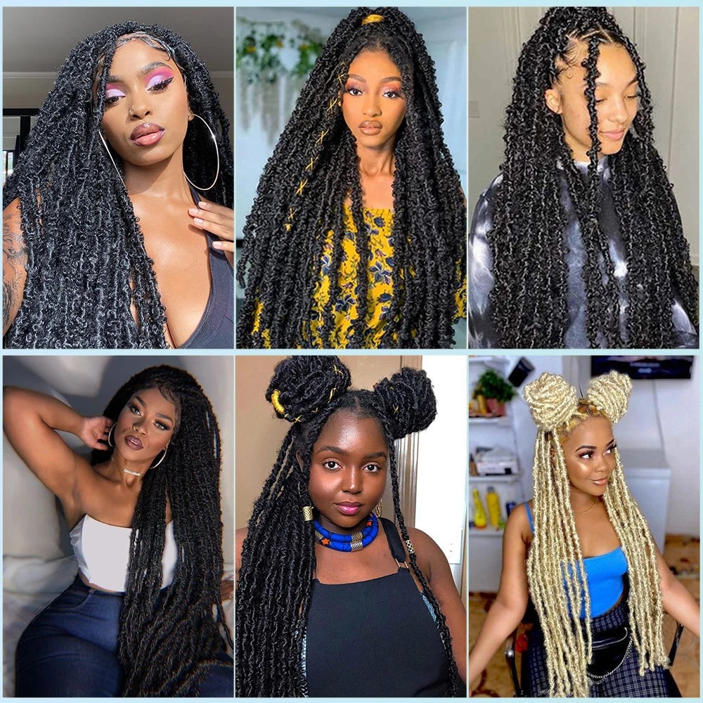 BRYELLE Butterfly Locs Crochet Hair Full Lace Synthetic Wig 40Inch Faux Locs Wig Box Braid Wig Knotless Braided Lace Wig with Baby Hair