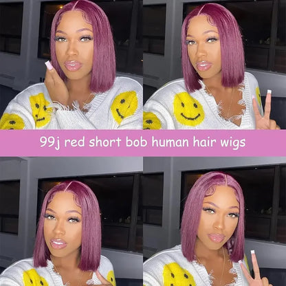 Transparent Lace Front Wigs Human Hair Straight Short Bob Wigs Human Hair