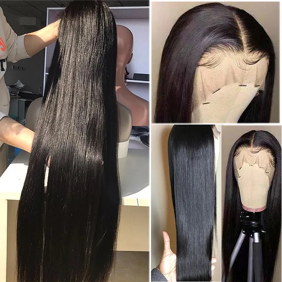 30 Inch Density Bone Straight Lace Front Human Hair Wig Brazilian 13x4 13x6 Straight Transparent Lace Frontal Wigs 30 Inch For Women