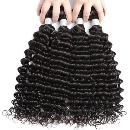 12A Deep Wave Bundles Unprocessed Curly Human Hair Bundles Hair Weaving Raw Virgin Brazilian Hair Extensions No Tangle New in