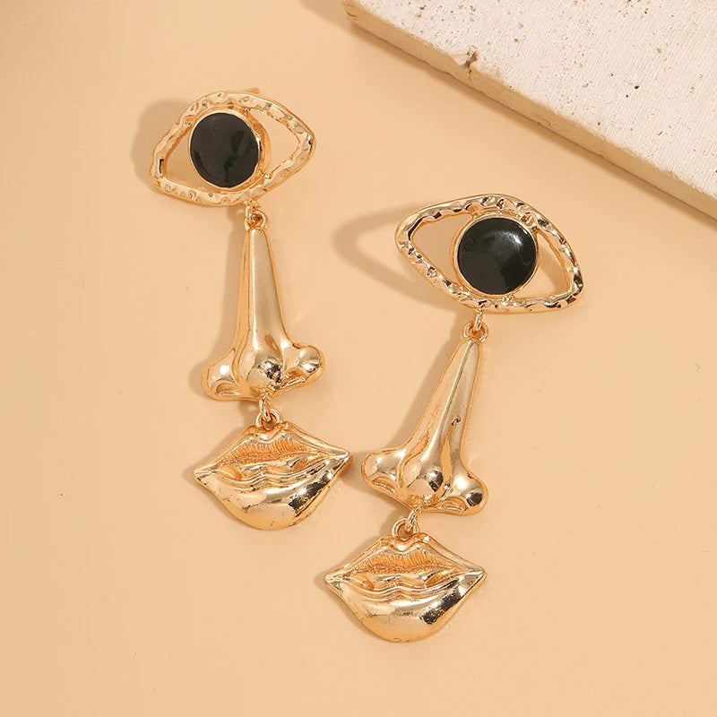 Halloween gothic Personalized Exaggerated Long Style Earrings For Women Vintage Nose Mouth Devil's Eye Fashion Trends Jewelry