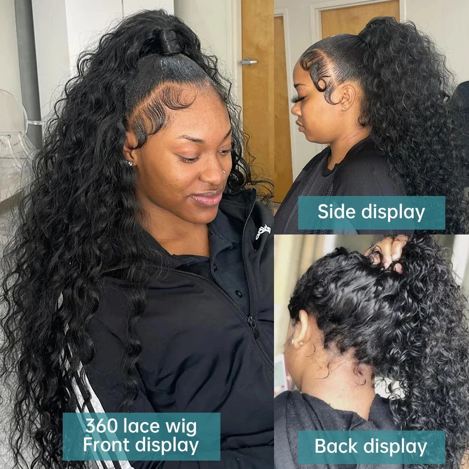 360 Full Lace Wig Human Hair Pre Plucked 13x4 Lace Frontal Wigs For Women 34 32 30 Inch Hd Curly Deep Water Wave Lace Front Wig