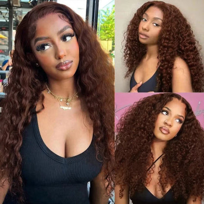 HD Chocolate Brown Deep Wave HD Lace Front Wigs Brazilian Brown Transparent Lace Frontal