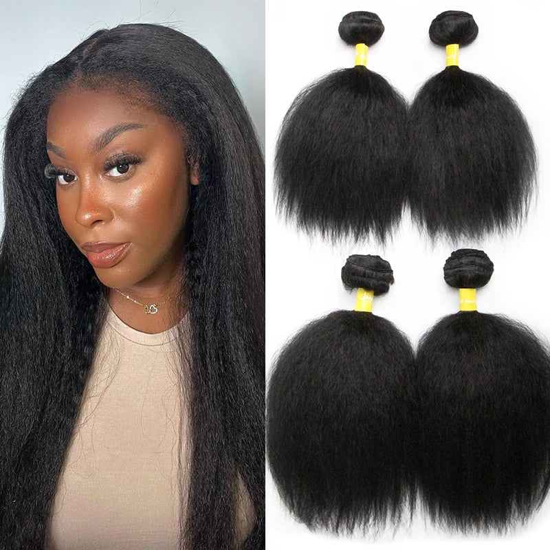 Honeys Short Synthetic Yaki Straight Crochet Hair Kinky Straight Fake Hair Extensions Ombre Braiding Hair Bundles For Women