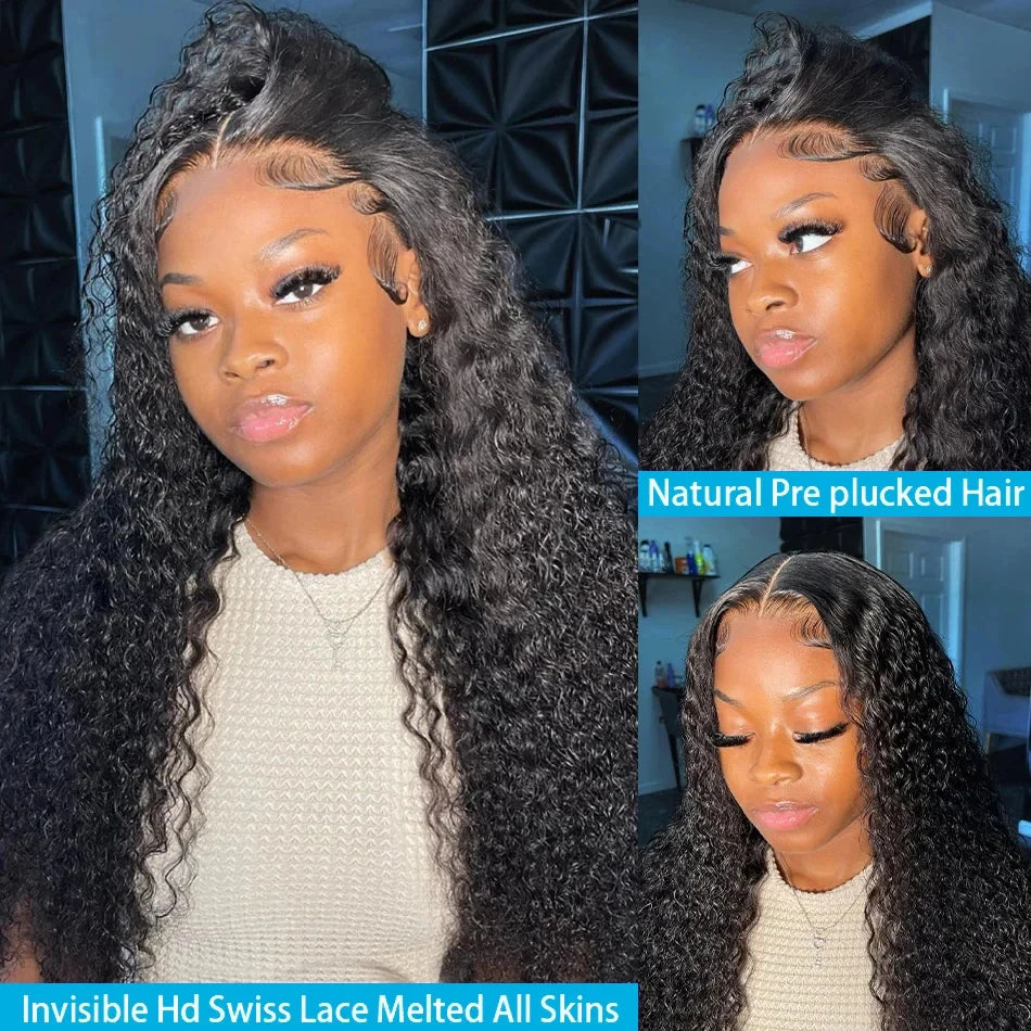 Hd Lace Frontal Wig 30 40 Inch 13x4 Curly Lace Front Human Hair Wig