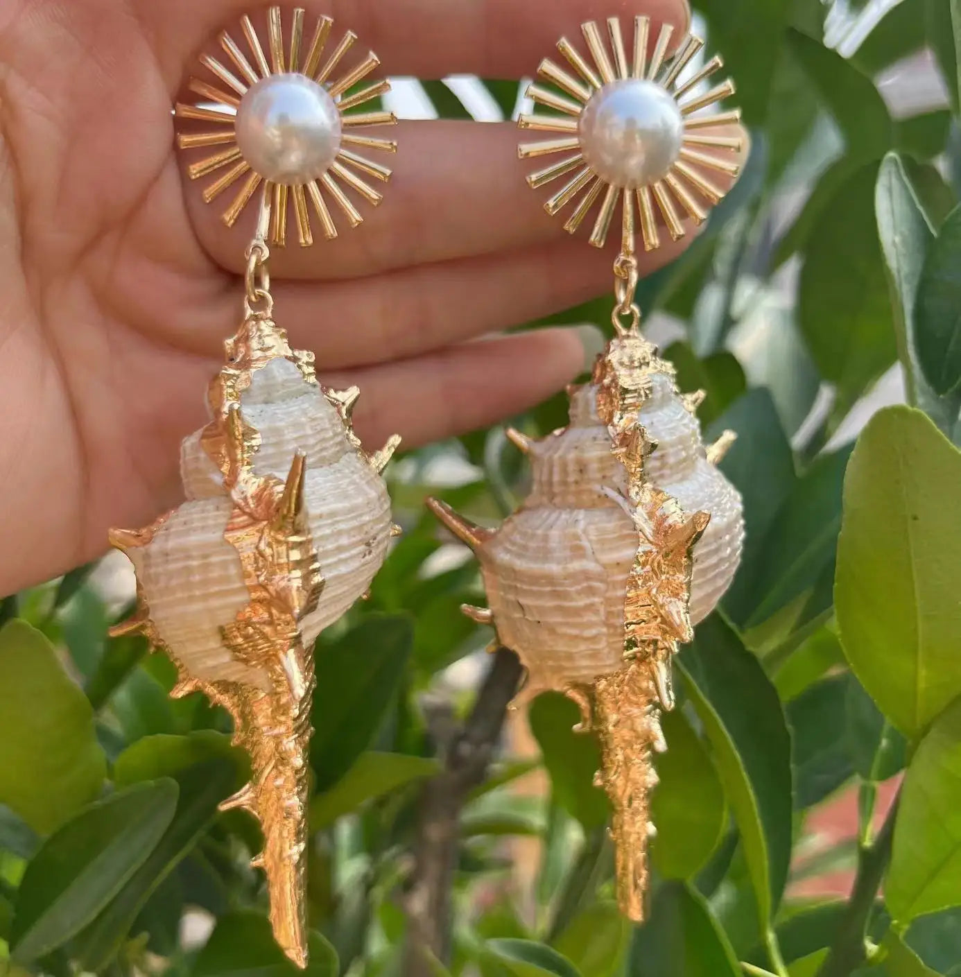 Big Conch Golden Earrings for Women Jewelry Gifts